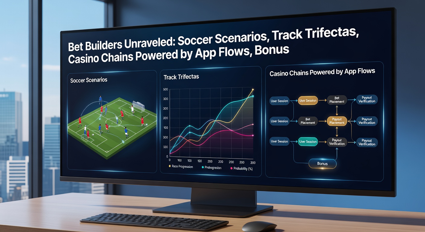 Close-up of a smartphone screen displaying a stacked bet builder with soccer player stats, horse racing trifecta selections, and casino parlay options alongside bonus multipliers
