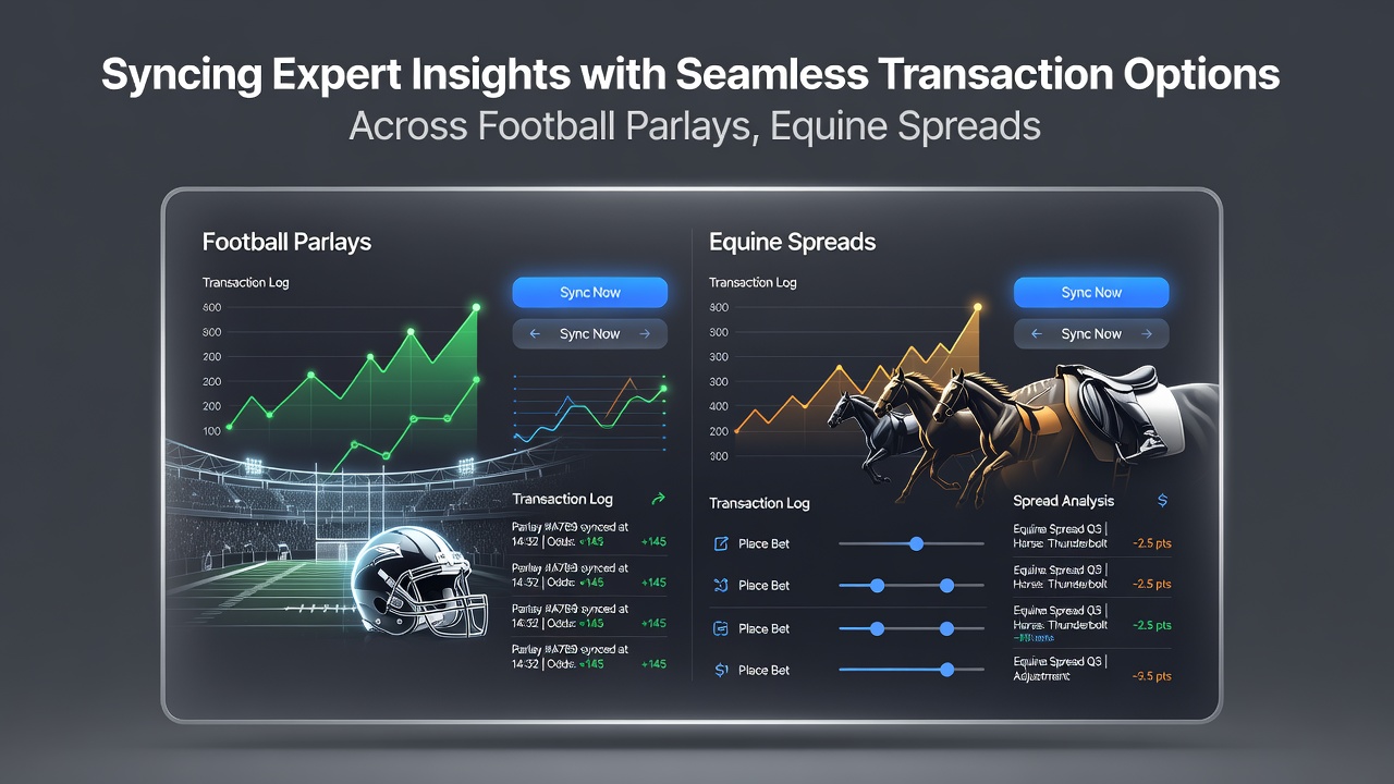 Mobile interface showing expert tip overlays connected to quick transaction buttons for football, racing, and casino betting categories
